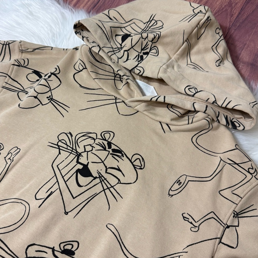 H&M Pink Panther All Over Print Pullover Tan Hoodie - Boys Size 6X-7 - Picture 11 of 14